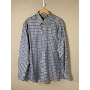 Orvis Wrinkle Free Button Up Mens XLARGE Blue Black Plaid Long Sleeve Shirt EUC